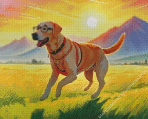 blonde labrador wearing glasses Diamond With Numbers