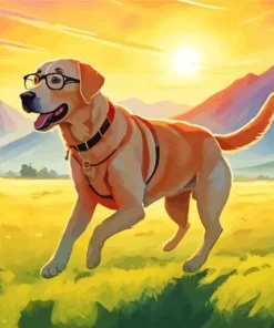 blonde labrador wearing glasses Diamond With Numbers