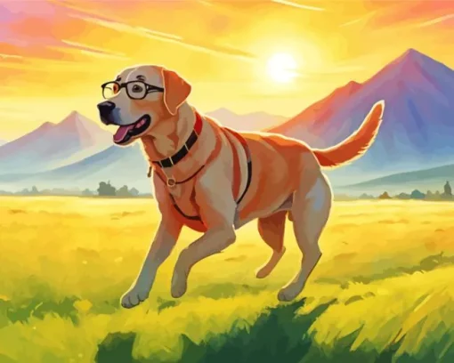 blonde labrador wearing glasses Diamond With Numbers