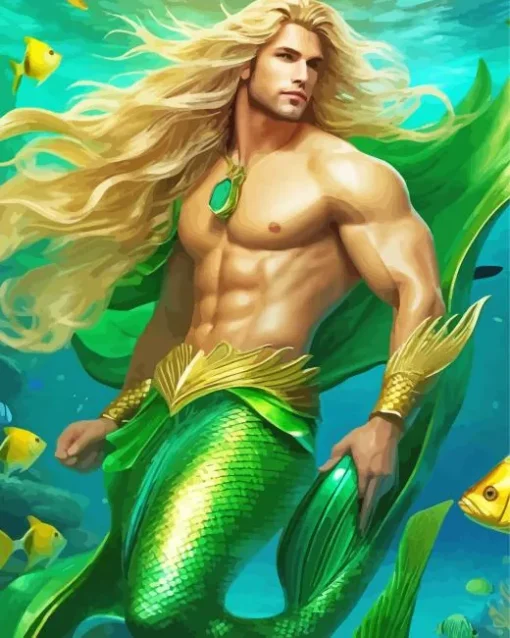 blonde merman Diamond With Numbers