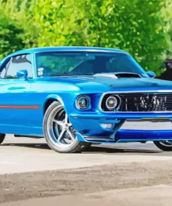 blue 1960 ford mustang Diamond Paintings