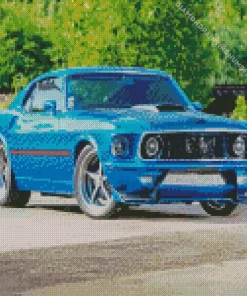 blue 1960 ford mustang Diamond Paintings