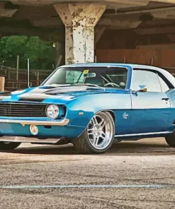 blue 1969 camaro car Diamond Paintings