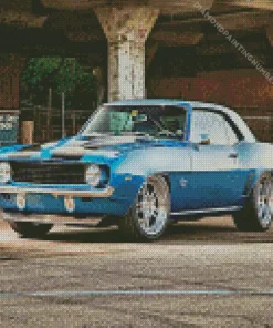 blue 1969 camaro car Diamond Paintings