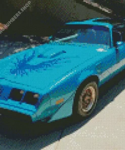 blue 1979 firebird car Diamond With Numbers