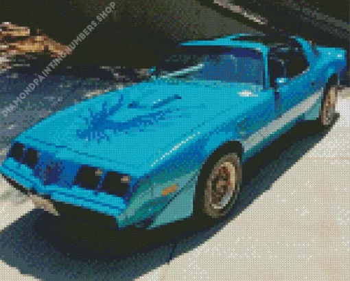blue 1979 firebird car Diamond With Numbers