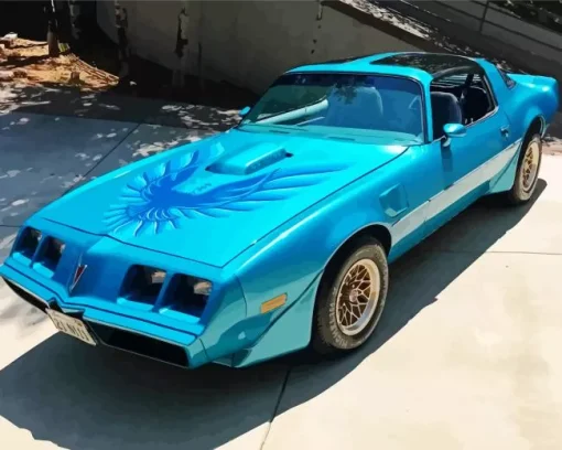 blue 1979 firebird car Diamond With Numbers