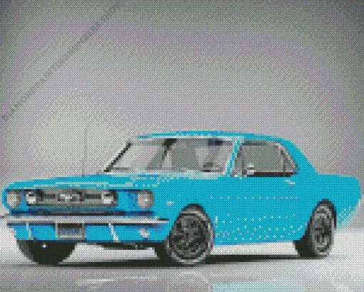 blue 60s mustang car Diamond With Numbers