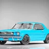 blue 60s mustang car Diamond With Numbers