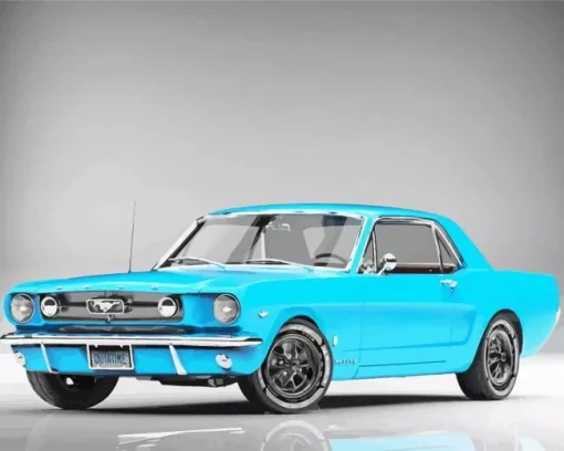 blue 60s mustang car Diamond With Numbers