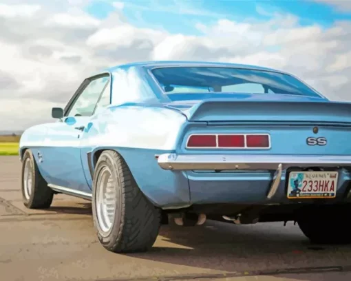 blue 69 camaro ss Diamond With Numbers