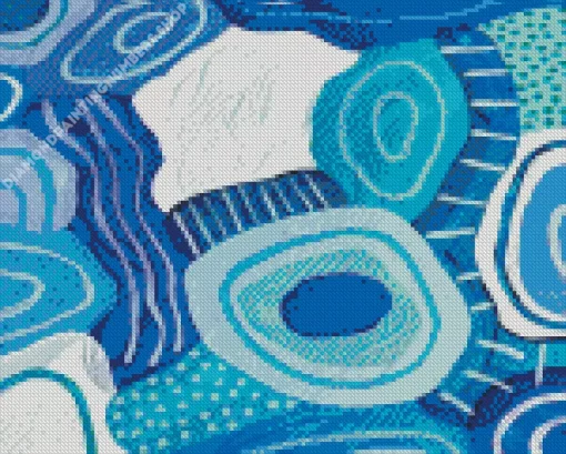 blue abstract art Diamond With Numbers