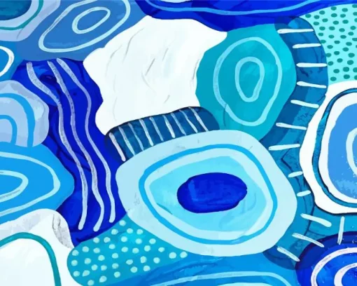 blue abstract art Diamond With Numbers