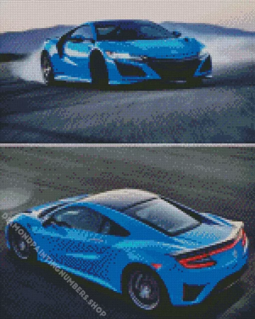 blue acura nsx sport car Diamond With Numbers