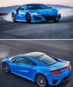 blue acura nsx sport car Diamond With Numbers