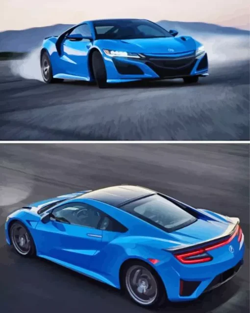 blue acura nsx sport car Diamond With Numbers