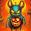 blue evil pumpkin monster Diamond By Numbers