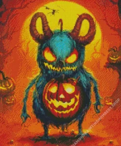 blue evil pumpkin monster Diamond By Numbers