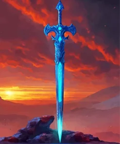 blue fantasy katana art Diamond Paintings
