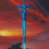 blue fantasy katana art Diamond Paintings