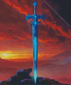 blue fantasy katana art Diamond Paintings