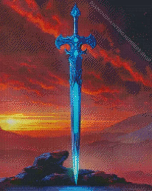 blue fantasy katana art Diamond Paintings