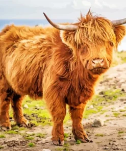 brown fluffy cow Diamond With Numbers