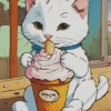cat eating ice cream Diamond With Numbers