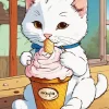 cat eating ice cream Diamond With Numbers