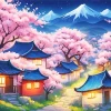 cherry blossom landscape Diamond Paintings