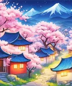 cherry blossom landscape Diamond Paintings