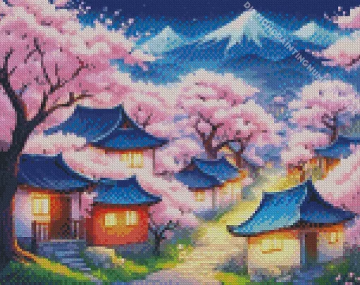 cherry blossom landscape Diamond Paintings