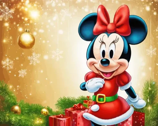 christmas minnie mouse Diamond With Numbers