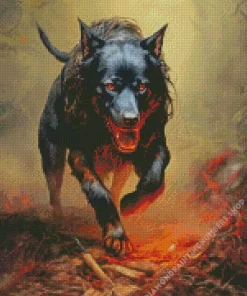 cool fantasy cerberus Diamond With Numbers