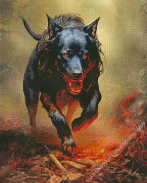 cool fantasy cerberus Diamond With Numbers