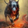 cool fantasy cerberus Diamond With Numbers