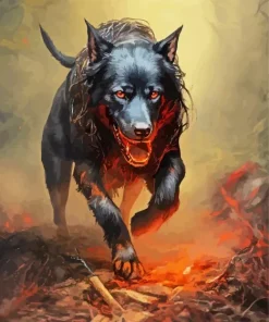 cool fantasy cerberus Diamond With Numbers