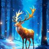 cool full moon deer art Diamond By Numbers