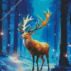 cool full moon deer art Diamond By Numbers