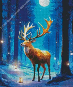cool full moon deer art Diamond By Numbers
