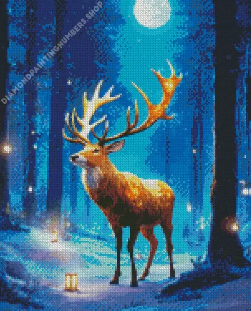 cool full moon deer art Diamond By Numbers