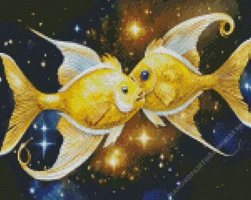 cool golden galaxy fish art Diamond By Numbers