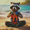 cute raccoon yoga Diamond With Numbers