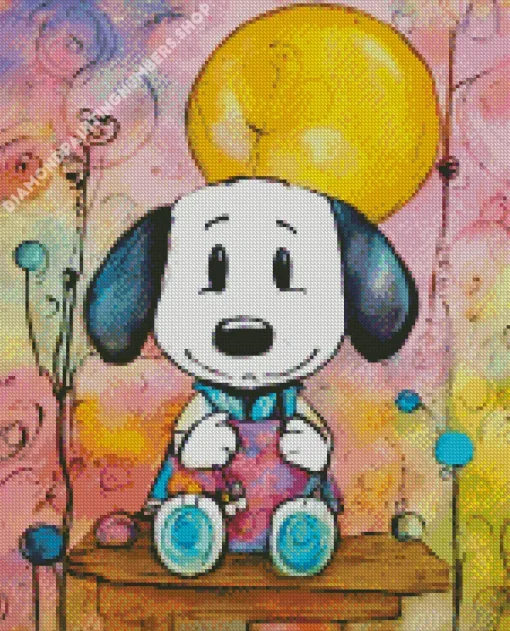 cute snoopy art Diamond With Numbers