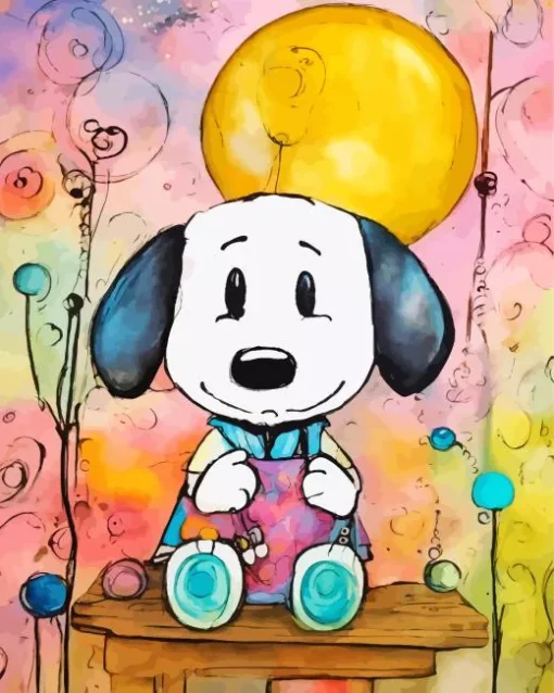 cute snoopy art Diamond With Numbers