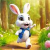cute white fun rabbit art Diamond By Numbers