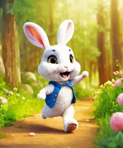 cute white fun rabbit art Diamond By Numbers