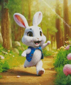 cute white fun rabbit art Diamond By Numbers
