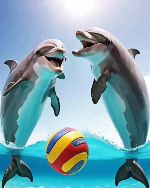 dolphin playing with ball Diamond Paintings