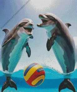 dolphin playing with ball Diamond Paintings